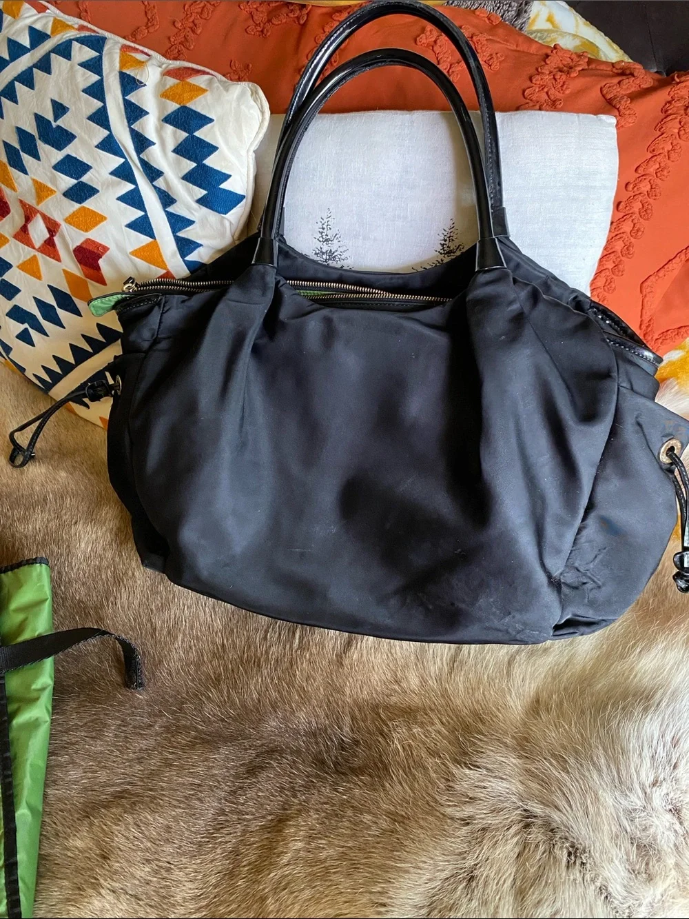 Kate Spade Black Nylon Diaper Bag with Changing Pad